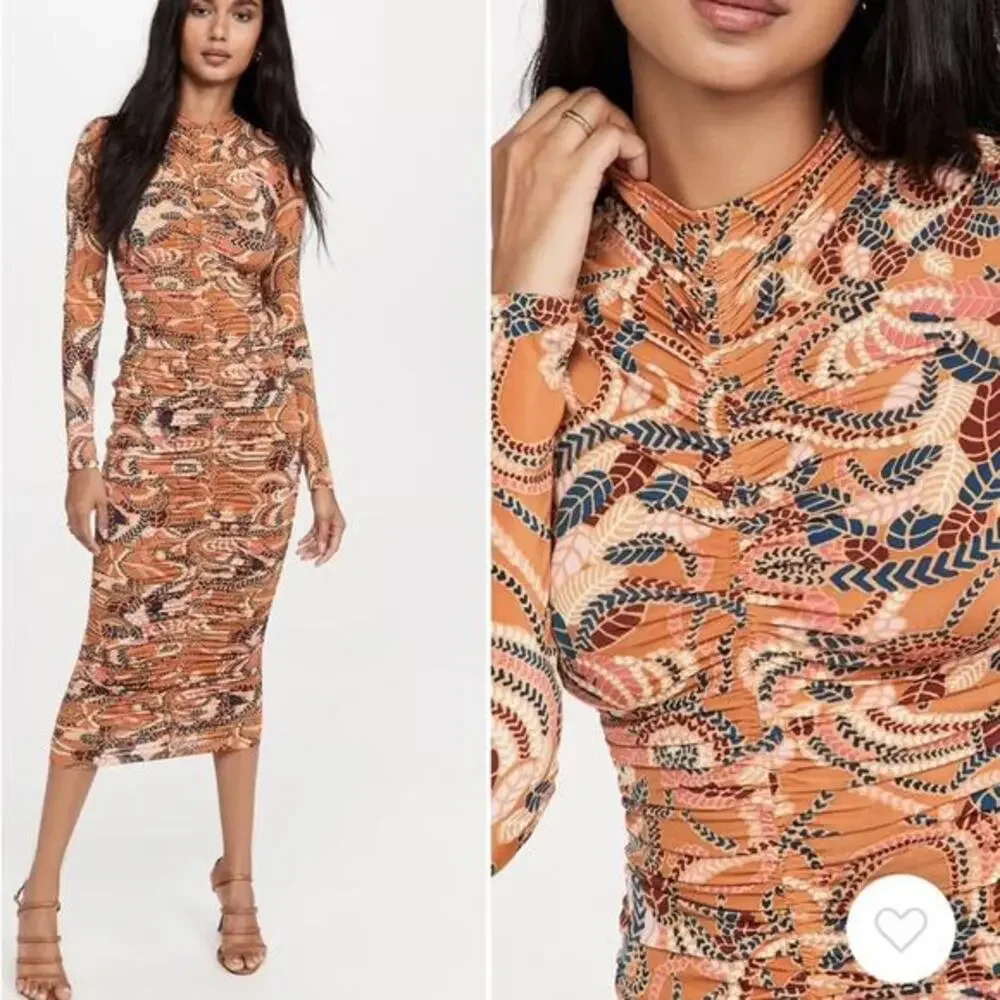 A.L.C. Ansel Long‑Sleeve Ruched Bodycon Midi Dress - Picture 5 of 14